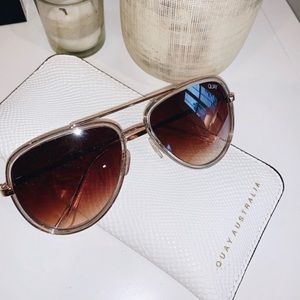 QUAY gold and tan sunglass aviators